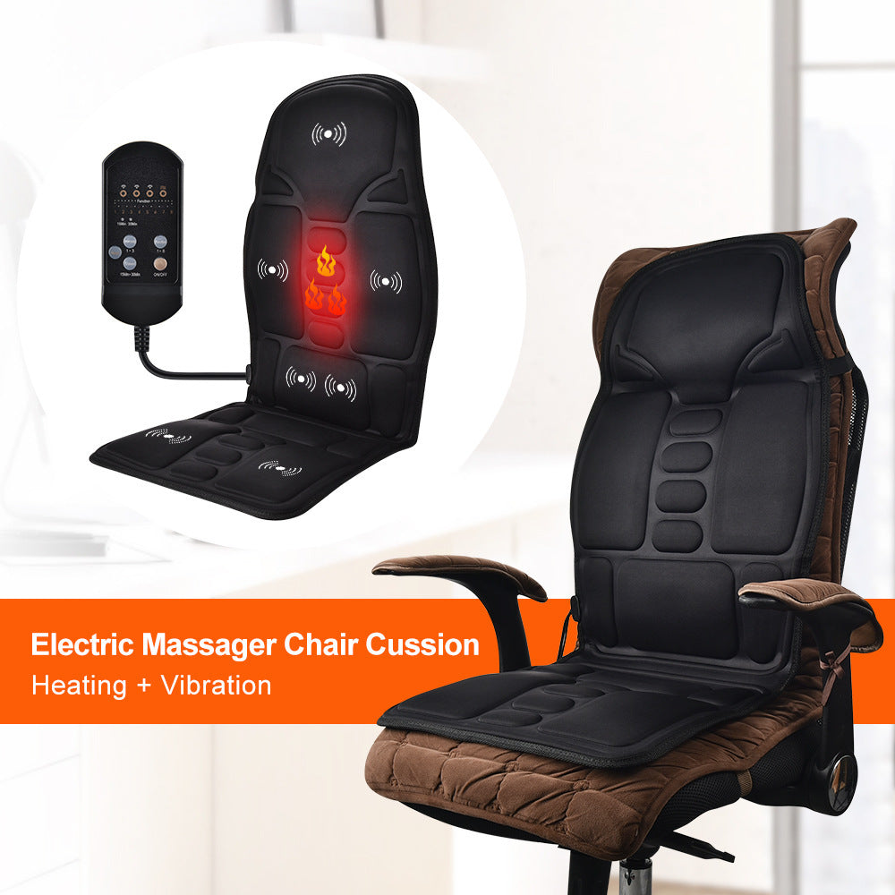Coussin de massage chauffant électrique pour voiture, soulagement des douleurs au cou et à la taille, massage par vibrations, siège de voiture ou de bureau, massage complet du corps - Asia