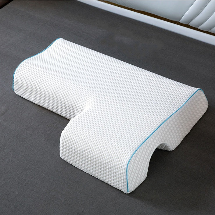 Oreiller pour couple, coussin câlin arqué avec mousse à mémoire de forme à rebond lent pour repose-bras et oreiller pour les mains - Gabby