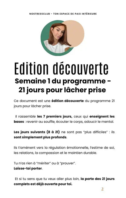Programme 21 Jours Pour Lâcher Prise - NoStressClub NoStressClub.