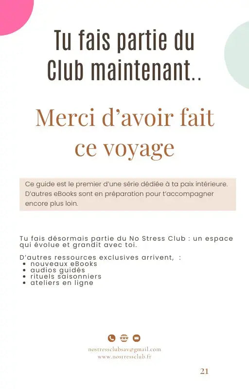 Programme 21 Jours Pour Lâcher Prise - NoStressClub NoStressClub.