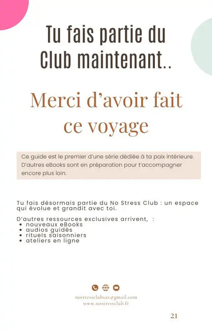Programme 21 Jours Pour Lâcher Prise - NoStressClub NoStressClub.