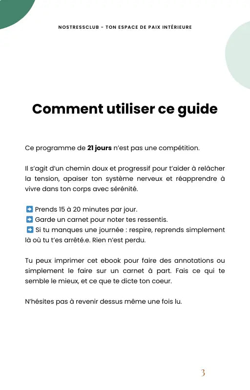 Programme 21 Jours Pour Lâcher Prise - NoStressClub NoStressClub.