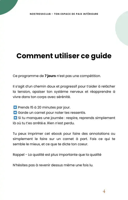 Programme 21 Jours Pour Lâcher Prise - NoStressClub NoStressClub.