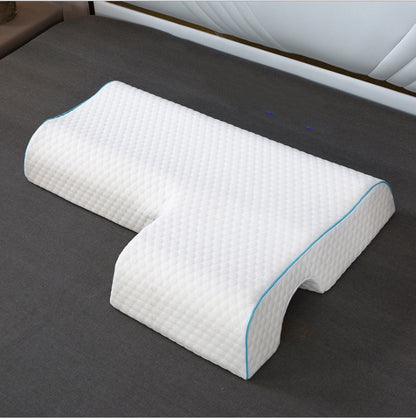 Oreiller pour couple, coussin câlin arqué avec mousse à mémoire de forme à rebond lent pour repose-bras et oreiller pour les mains - Gabby
