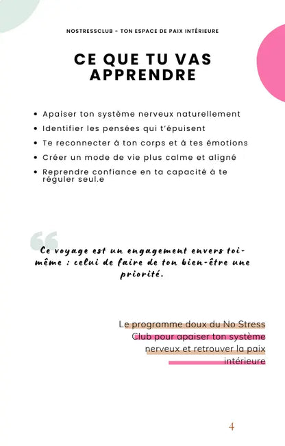 Programme 21 Jours Pour Lâcher Prise - NoStressClub NoStressClub.
