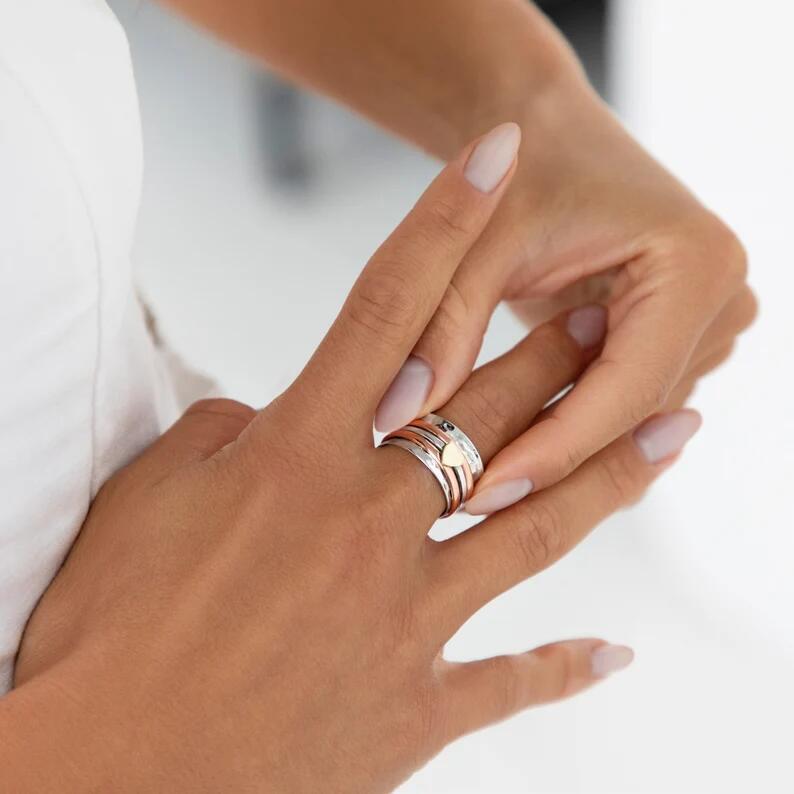 Bague avec coeur rotatif - Tina