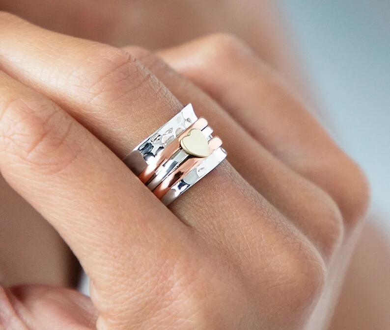 Bague avec coeur rotatif - Tina