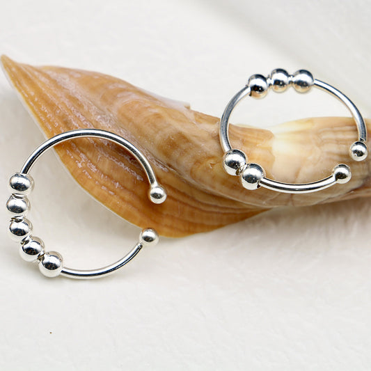 Bague anti-stress rotatif en argent sterling S925 - Mia