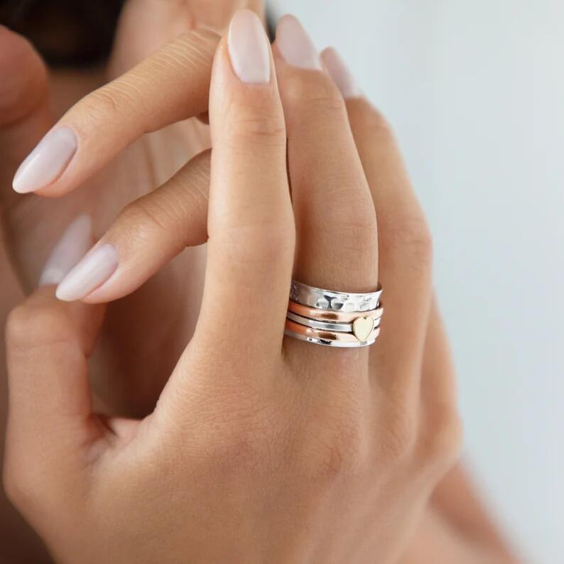 Bague avec coeur rotatif - Tina